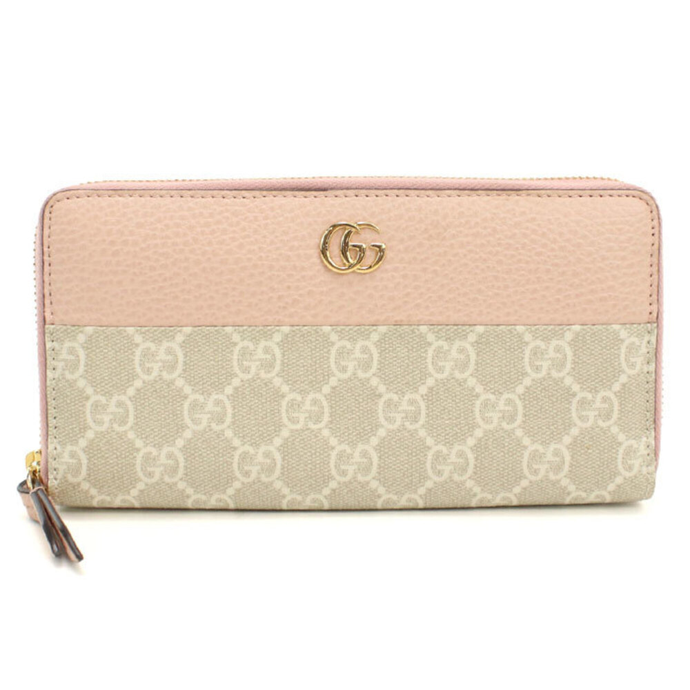 GUCCI Gucci Long Wallet, Round Zipper, 456117 Double G, Bicolor, Women's, Pink